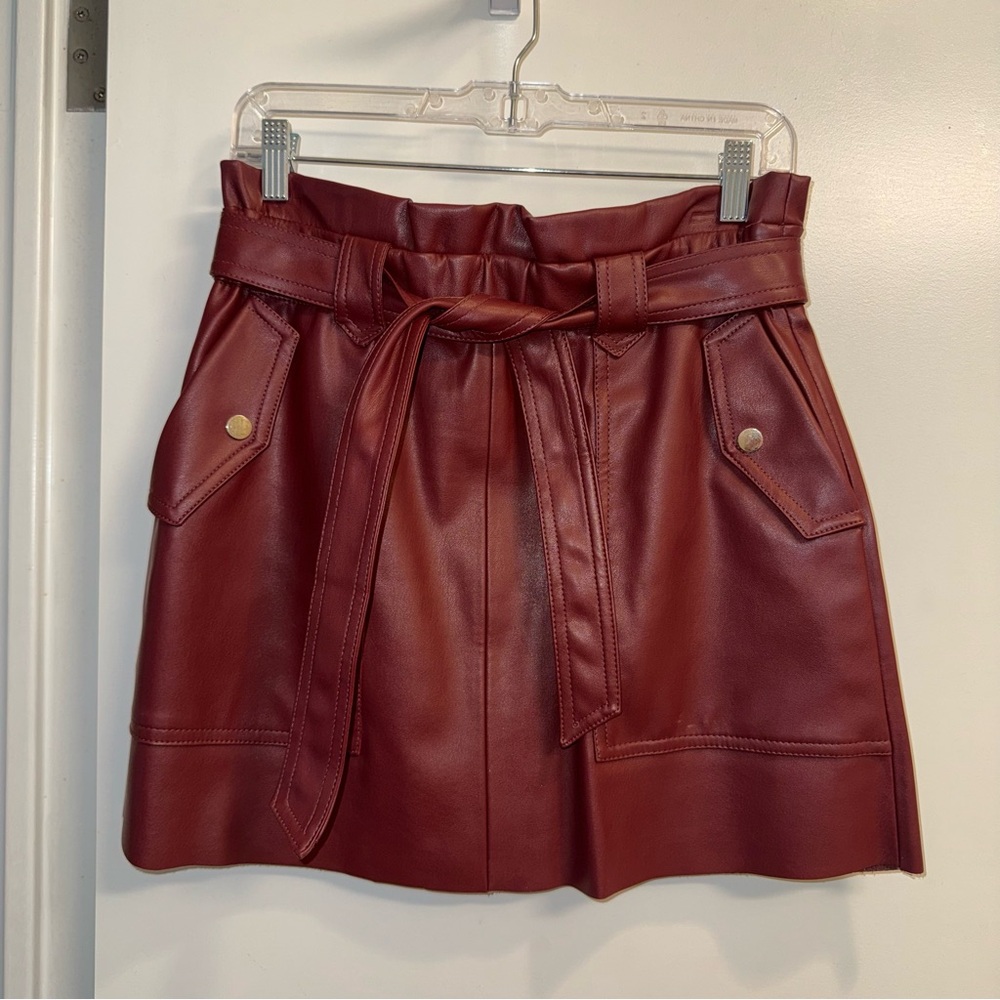 Zara Burgundy Faux Leather Mini Skirt
